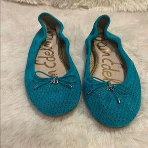 Sam Edelman Blue Slippers with Woven Texture